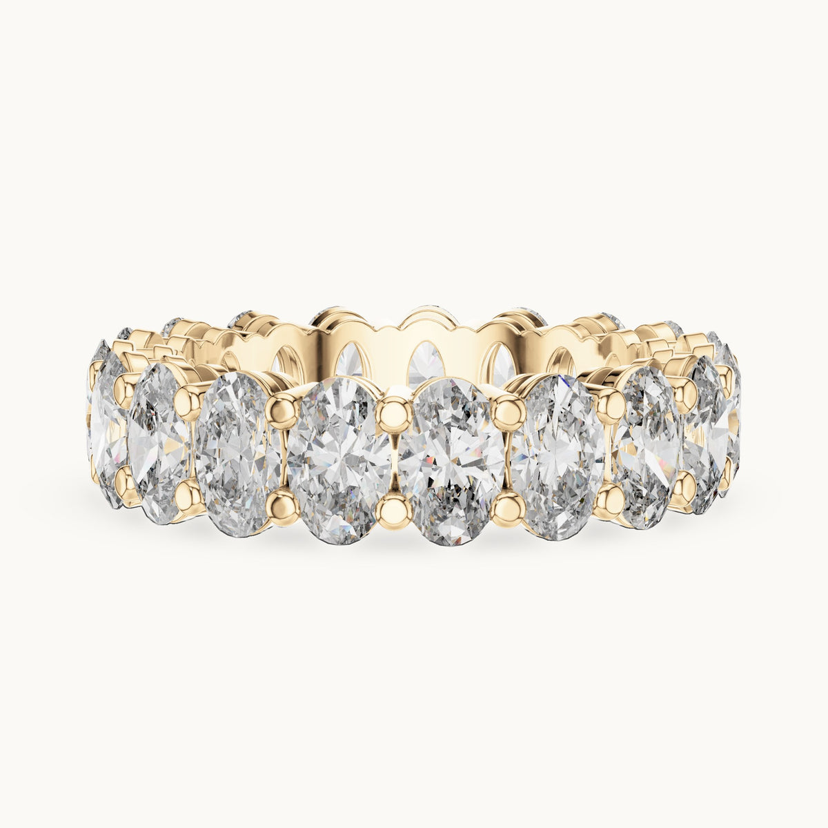Oval lab-grown diamond full eternity band in yellow gold, 6.08 CT TW, view 3