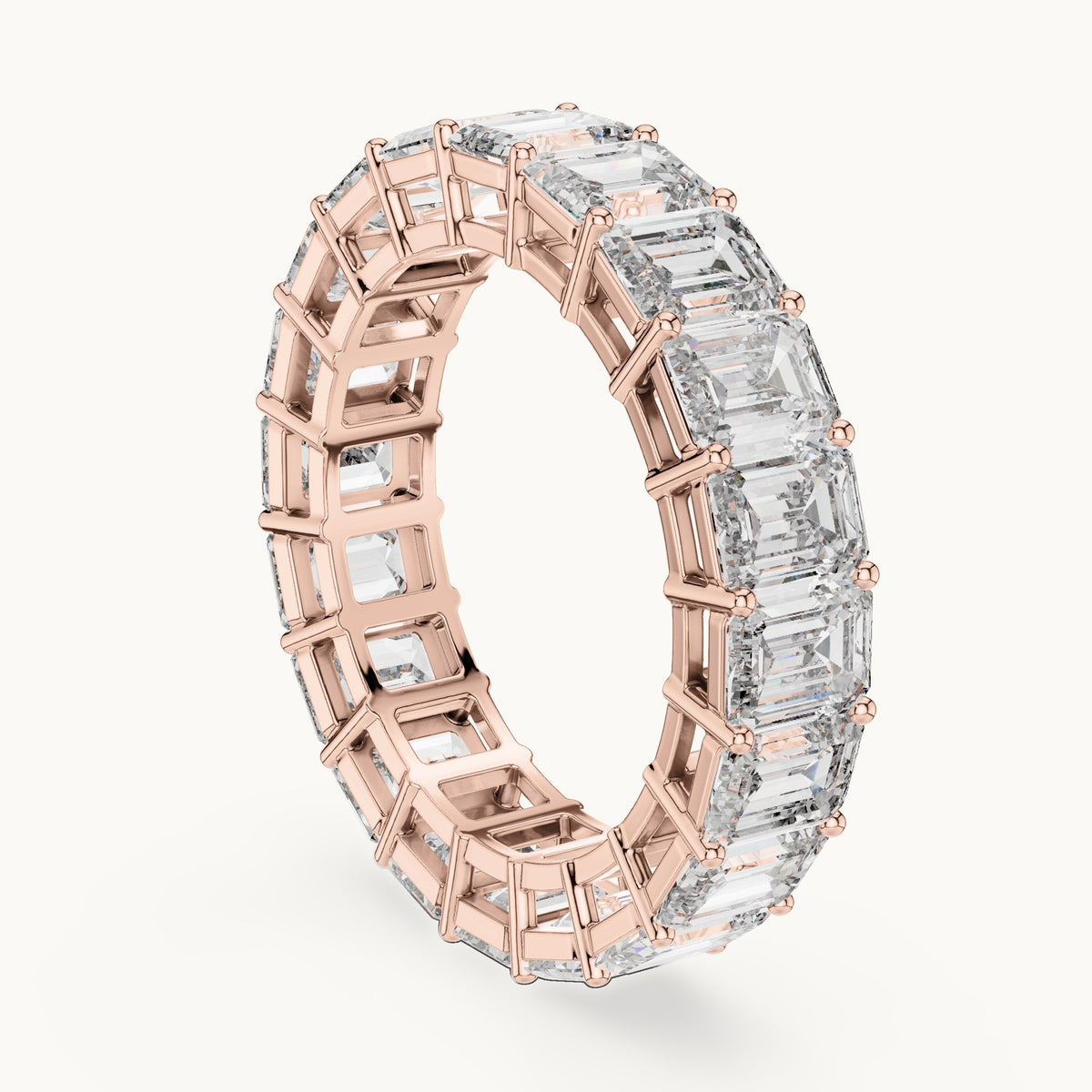 Emerald-cut lab-grown diamond full eternity band in rose gold, 6.00 CT TW, view 1