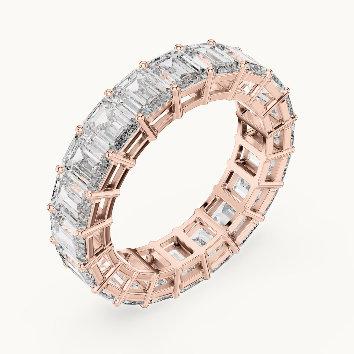 Emerald-cut lab-grown diamond full eternity band in rose gold, 6.00 CT TW, view 2