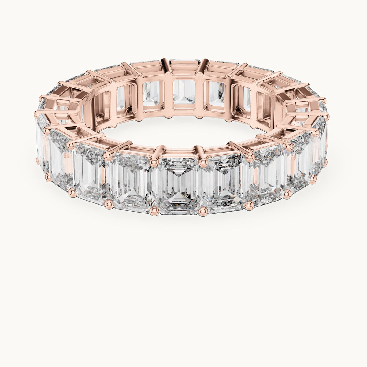 Emerald-cut lab-grown diamond full eternity band in rose gold, 6.00 CT TW, view 4