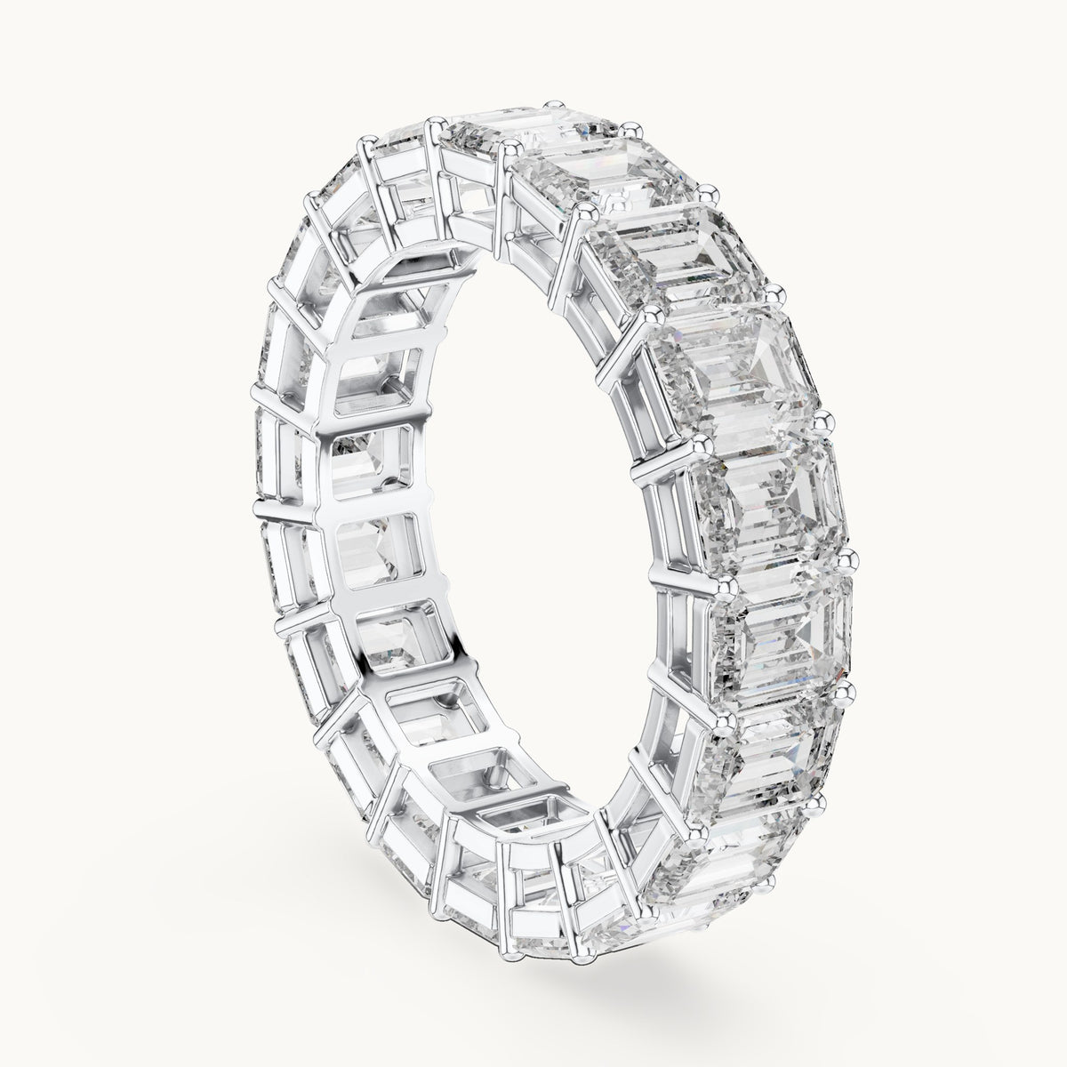 Emerald-cut lab-grown diamond full eternity band in white gold, 6.00 CT TW, view 1