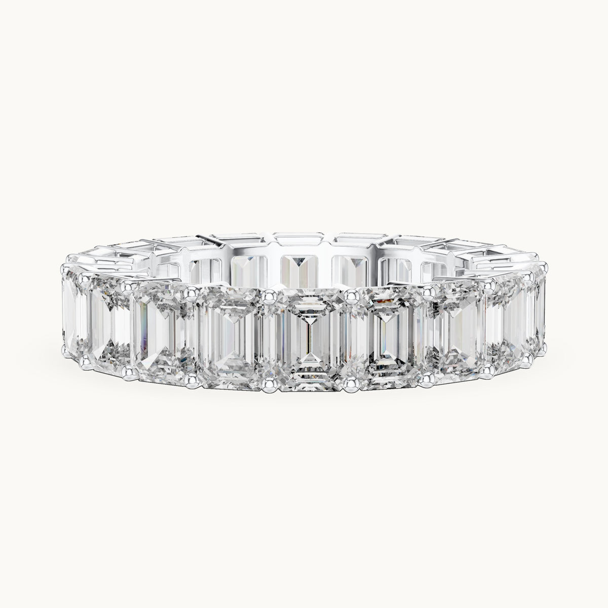 Emerald-cut lab-grown diamond full eternity band in white gold, 6.00 CT TW, view 3