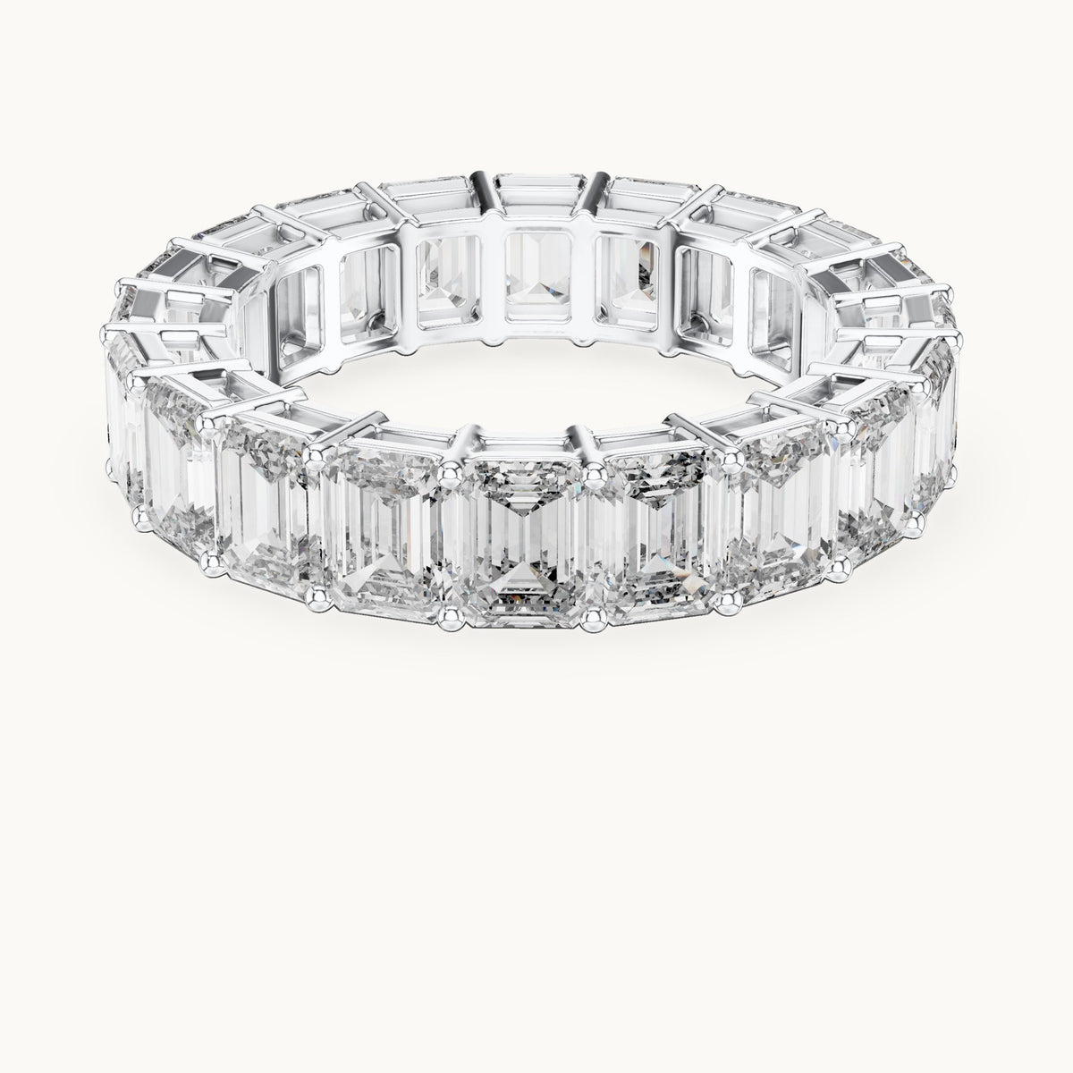 Emerald-cut lab-grown diamond full eternity band in white gold, 6.00 CT TW, view 4