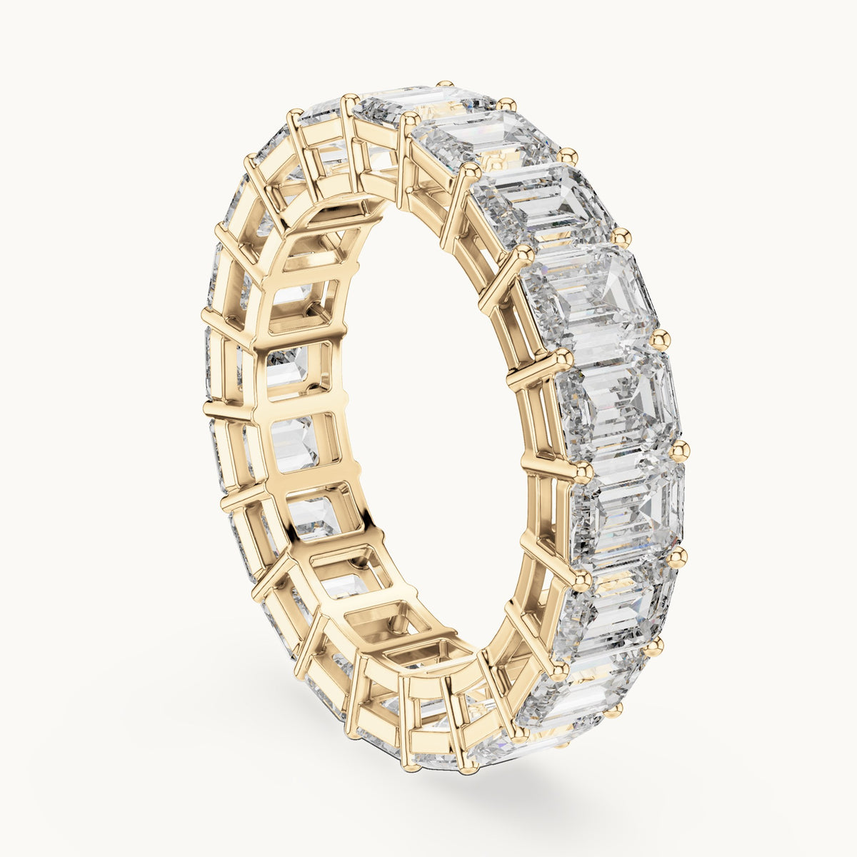 Emerald-cut lab-grown diamond full eternity band in yellow gold, 6.00 CT TW, view 1