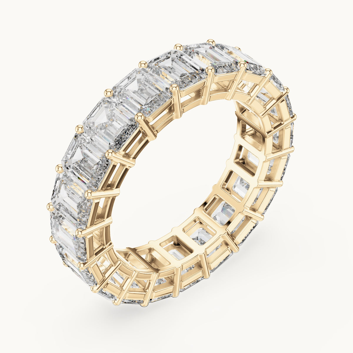 Emerald-cut lab-grown diamond full eternity band in yellow gold, 6.00 CT TW, view 2