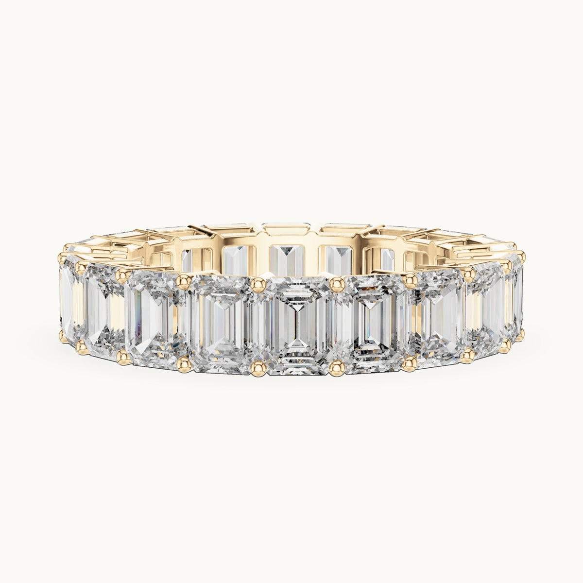 Emerald-cut lab-grown diamond full eternity band in yellow gold, 6.00 CT TW, view 3