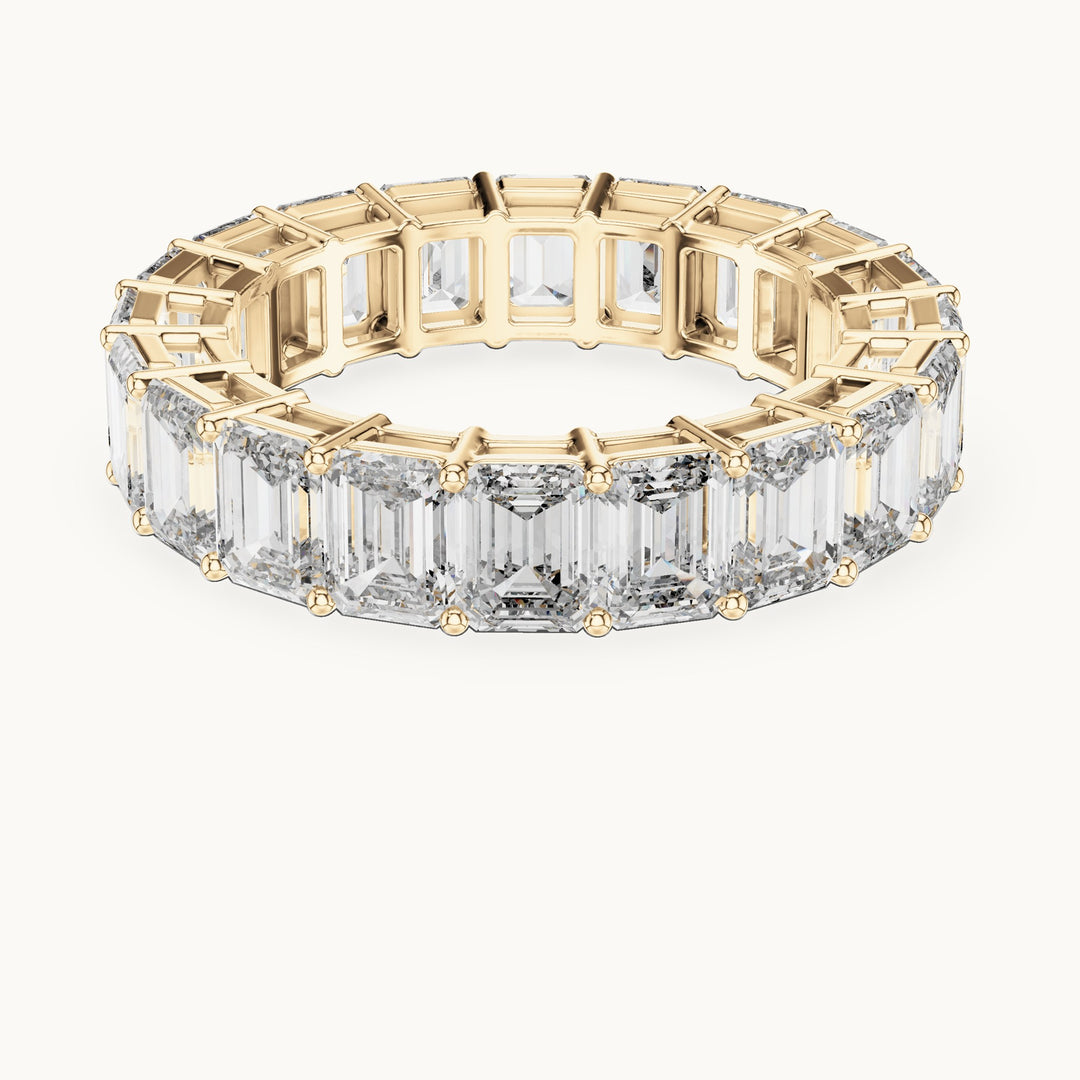 Emerald-cut lab-grown diamond full eternity band in yellow gold, 6.00 CT TW, view 4