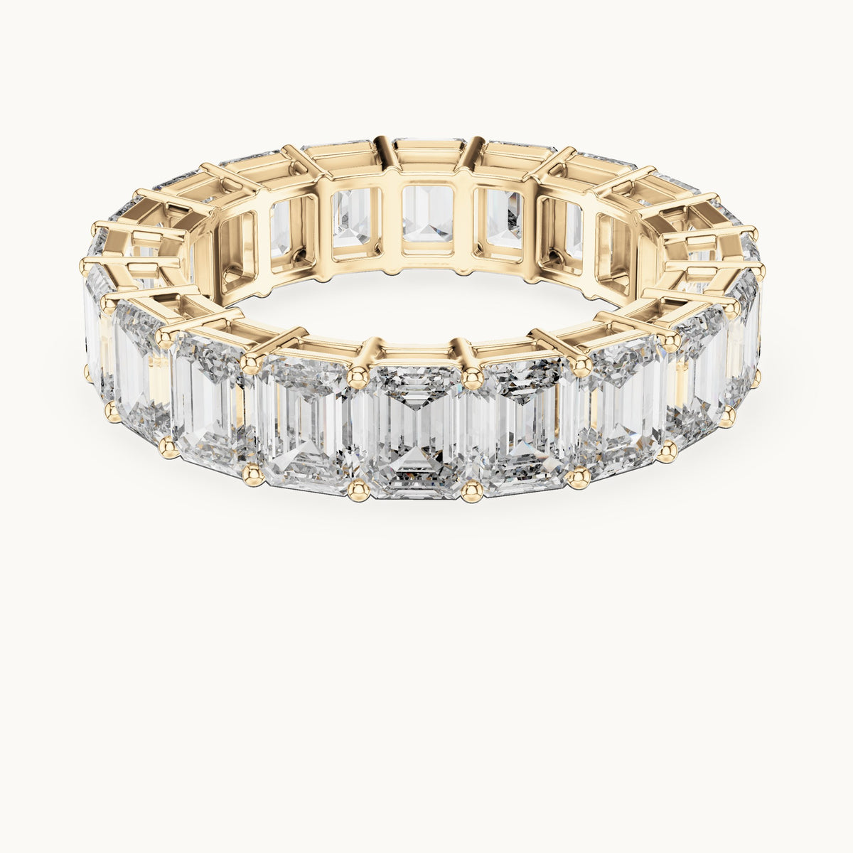 Emerald-cut lab-grown diamond full eternity band in yellow gold, 6.00 CT TW, view 4