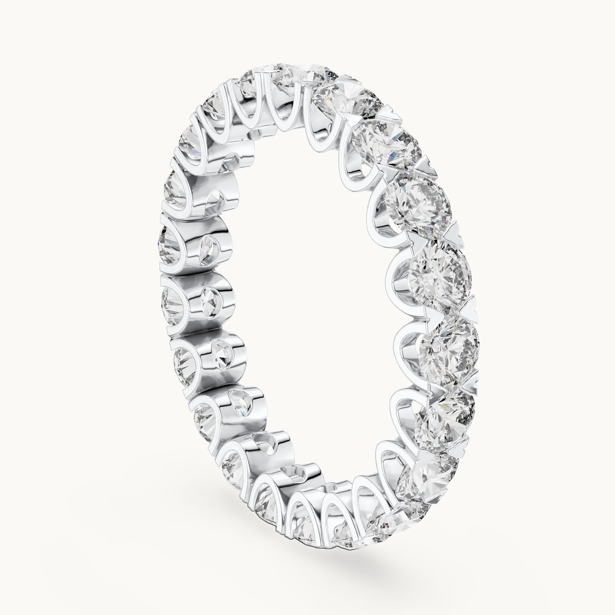 Round lab-grown diamond shared-prong full eternity band in white gold, 2.73 CT TW, view 1