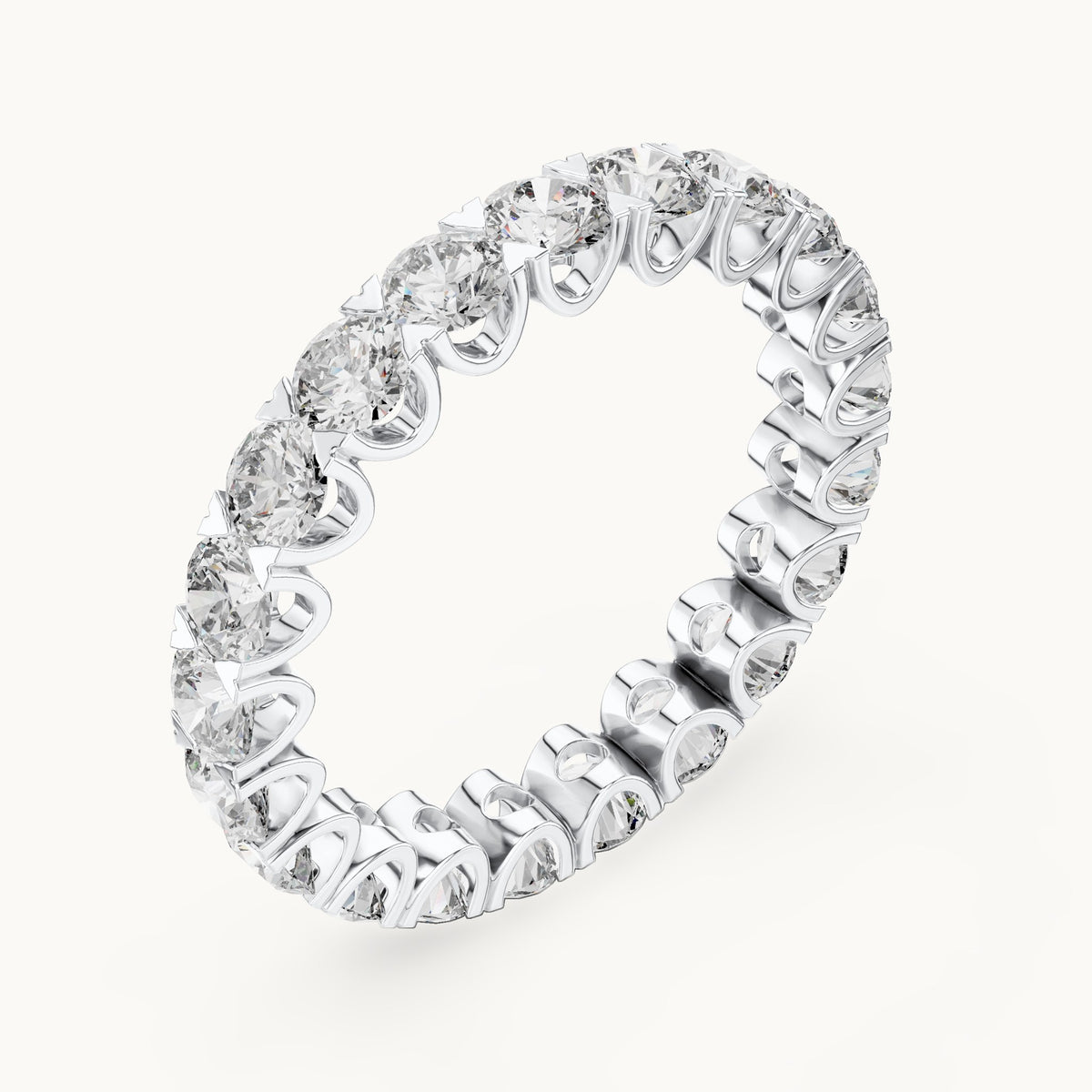 Round lab-grown diamond shared-prong full eternity band in white gold, 2.73 CT TW, view 2