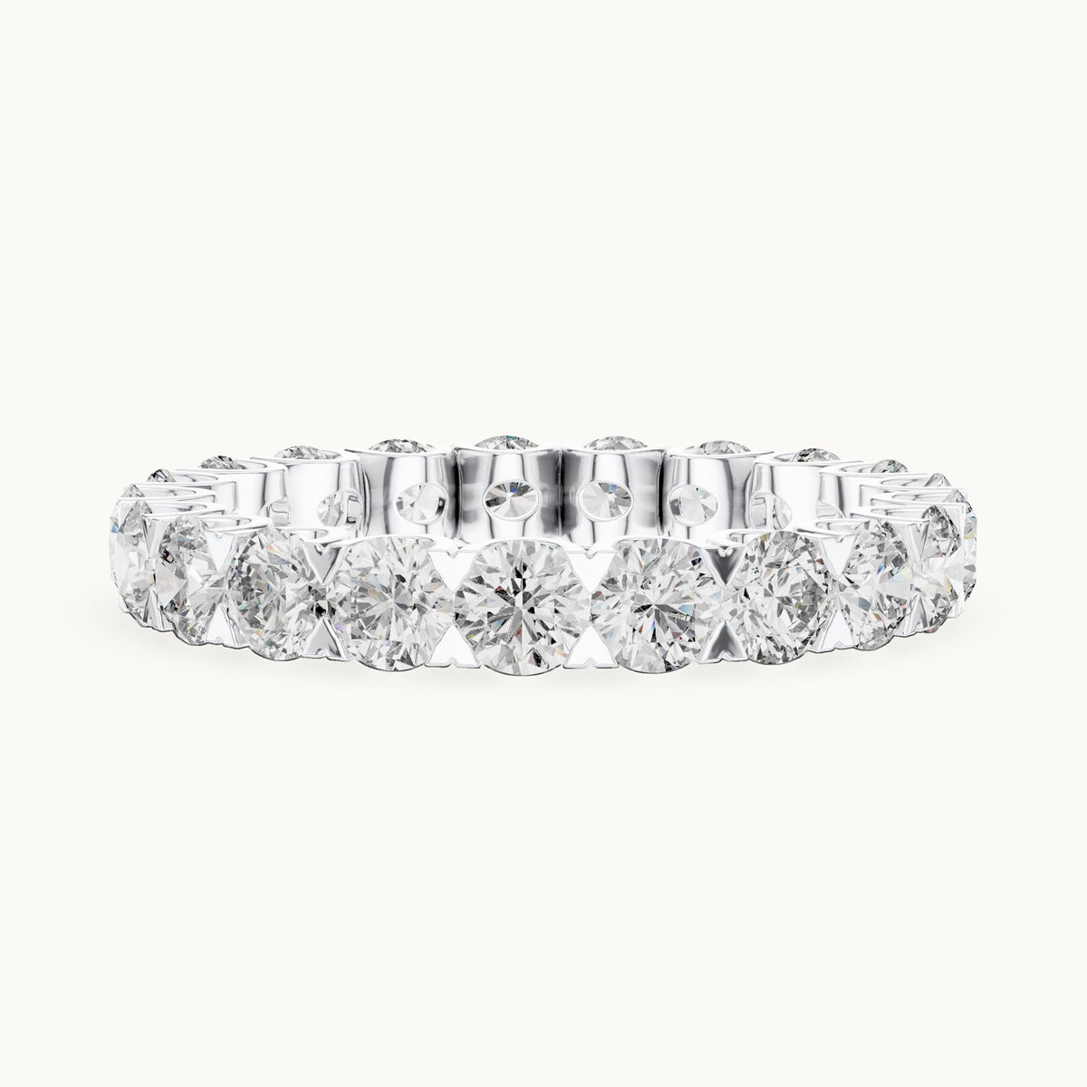 Round lab-grown diamond shared-prong full eternity band in white gold, 2.73 CT TW, view 3