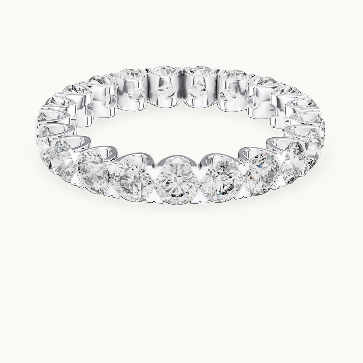 Round lab-grown diamond shared-prong full eternity band in white gold, 2.73 CT TW, view 4
