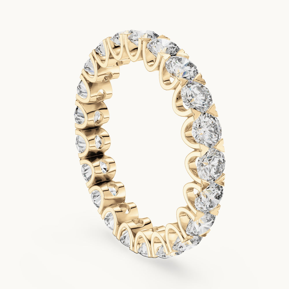 Round lab-grown diamond shared-prong full eternity band in yellow gold, 2.73 CT TW, view 1