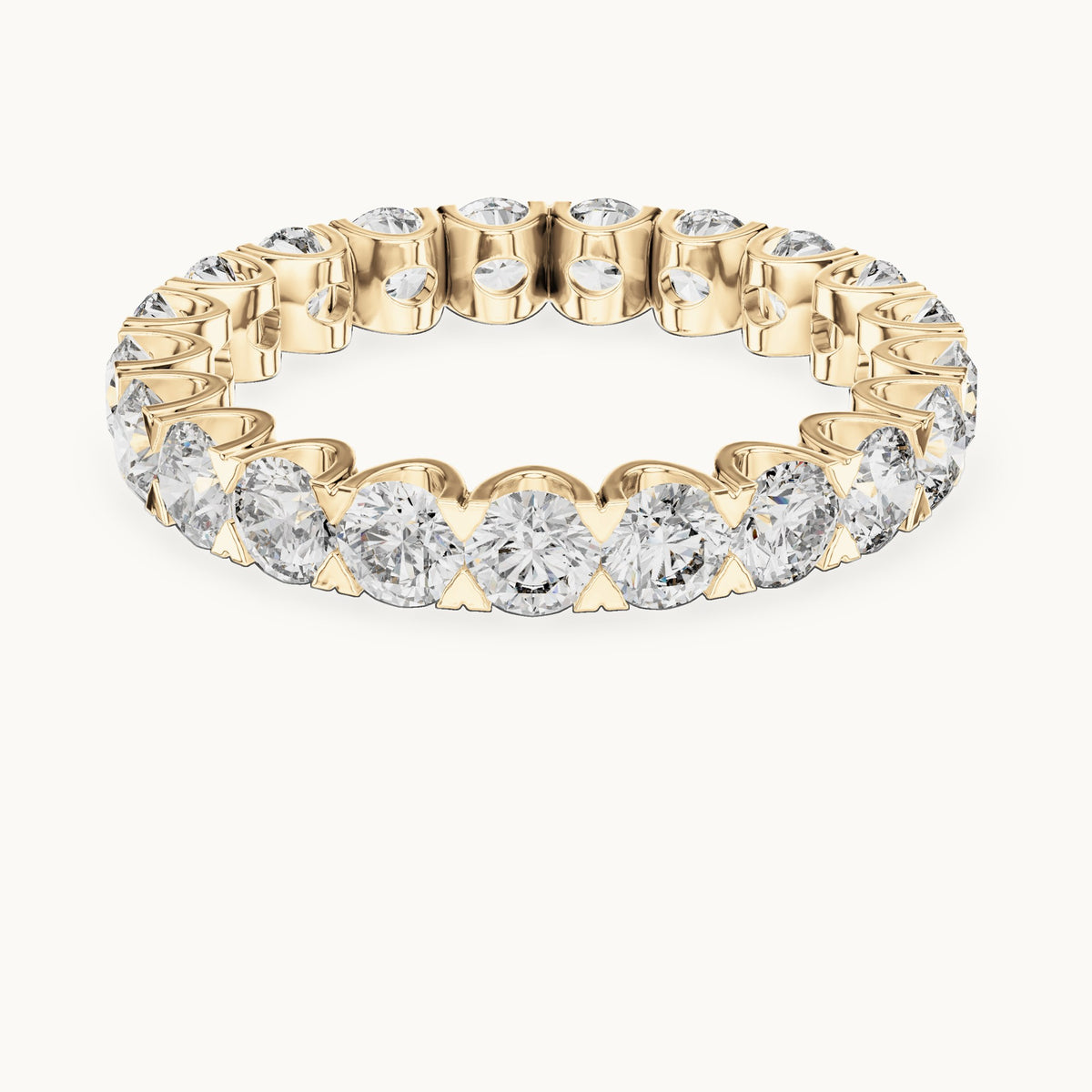Round lab-grown diamond shared-prong full eternity band in yellow gold, 2.73 CT TW, view 4