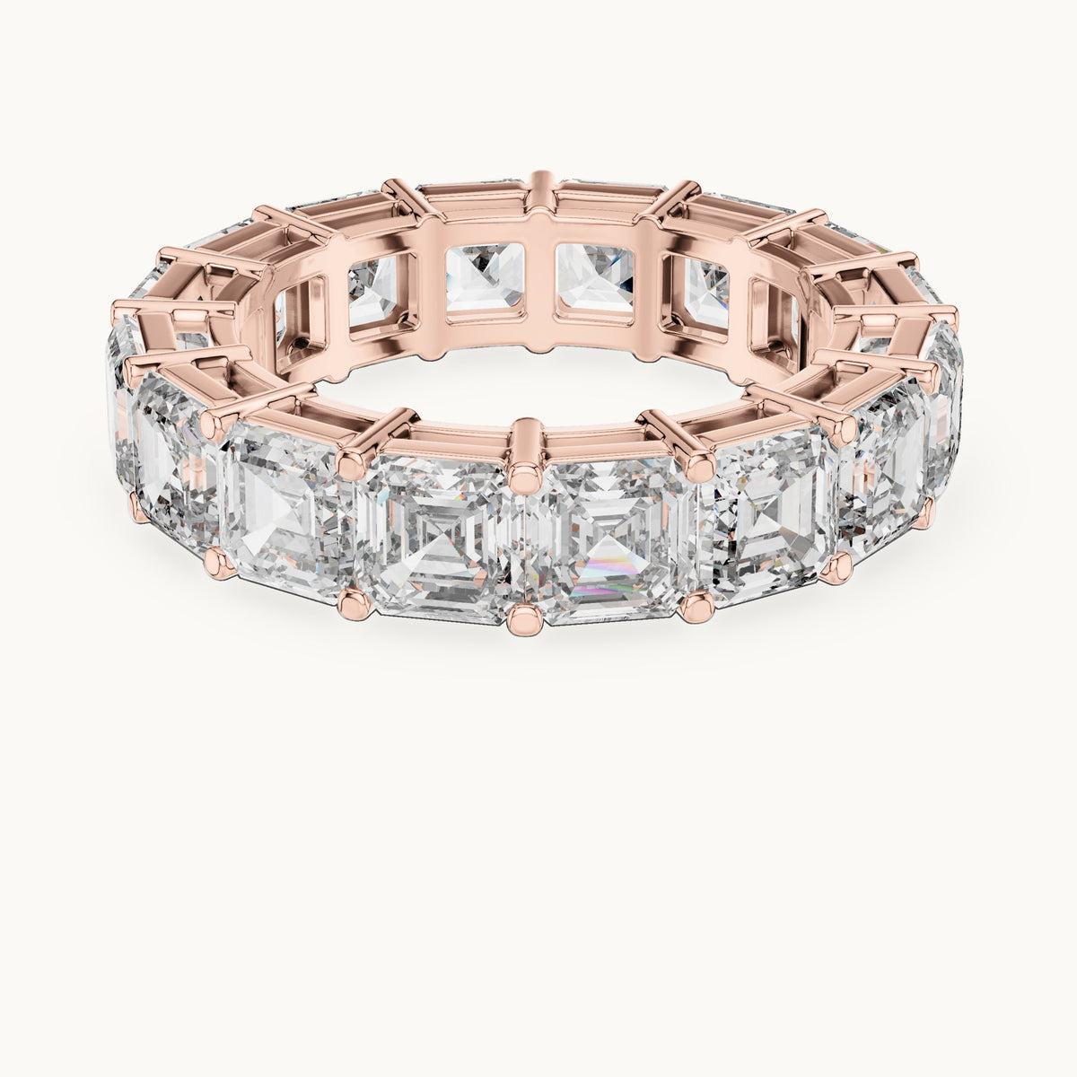 Square emerald-cut lab-grown diamond full eternity band in rose gold, 8.00 CT TW, view 4
