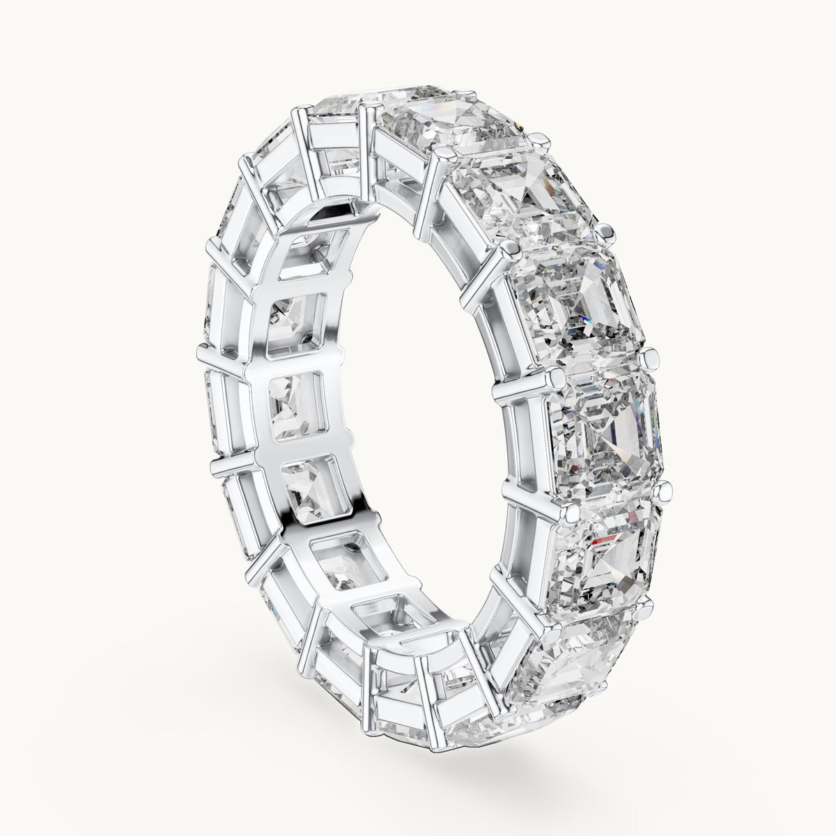 Square emerald-cut lab-grown diamond full eternity band in white gold, 8.00 CT TW, view 1