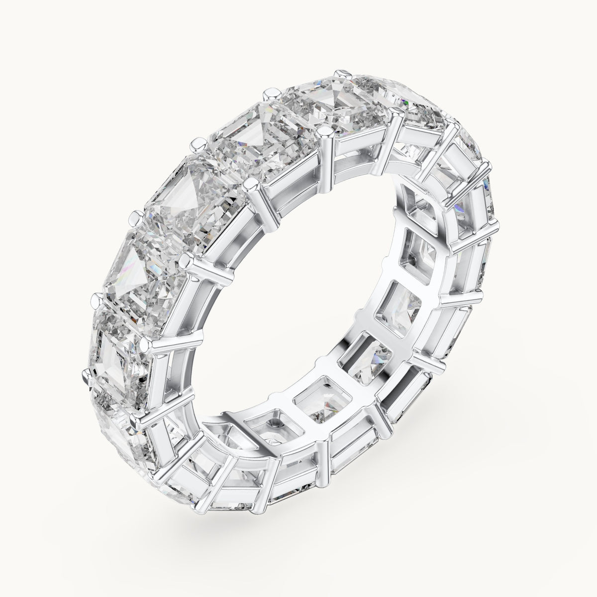 Square emerald-cut lab-grown diamond full eternity band in white gold, 8.00 CT TW, view 2
