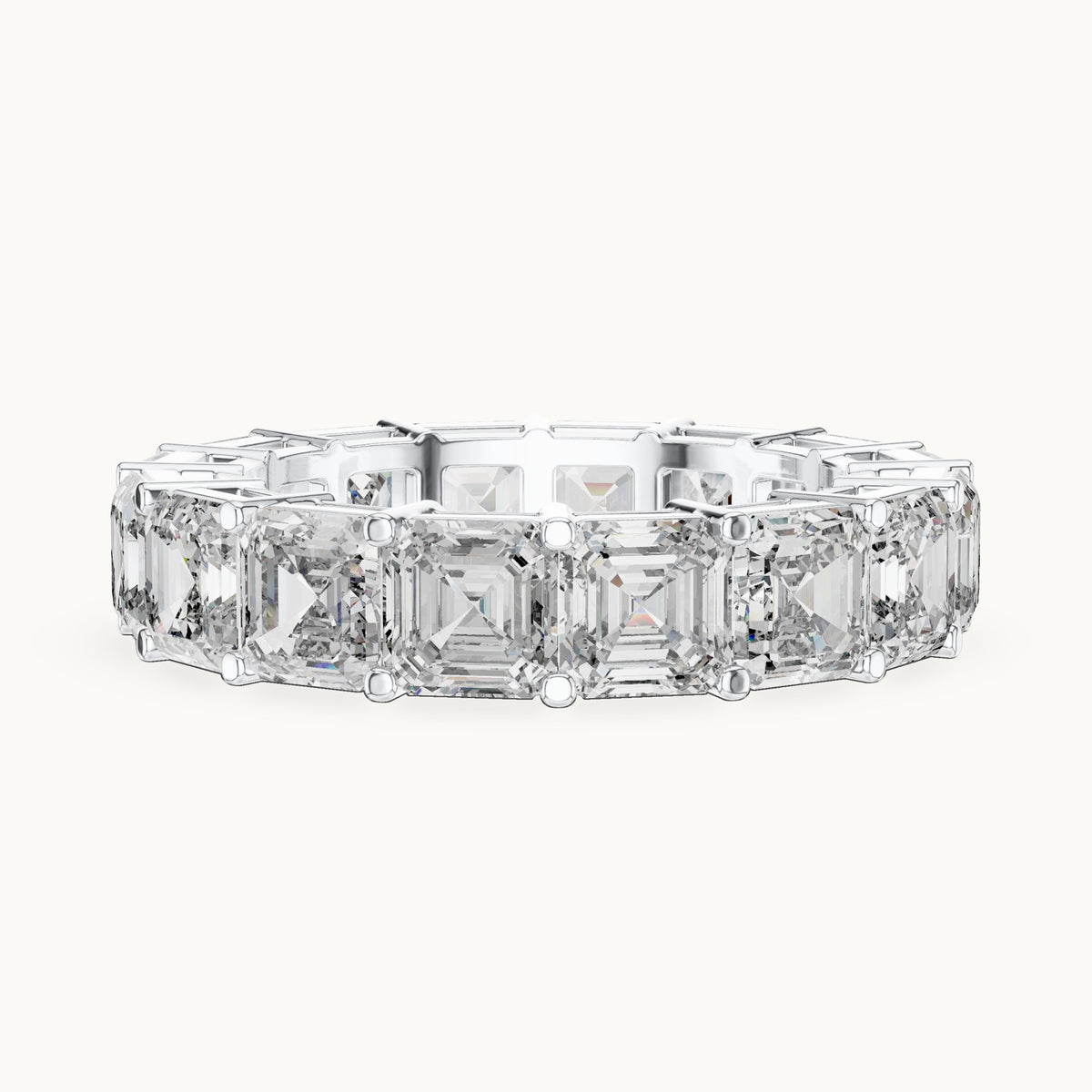 Square emerald-cut lab-grown diamond full eternity band in white gold, 8.00 CT TW, view 3