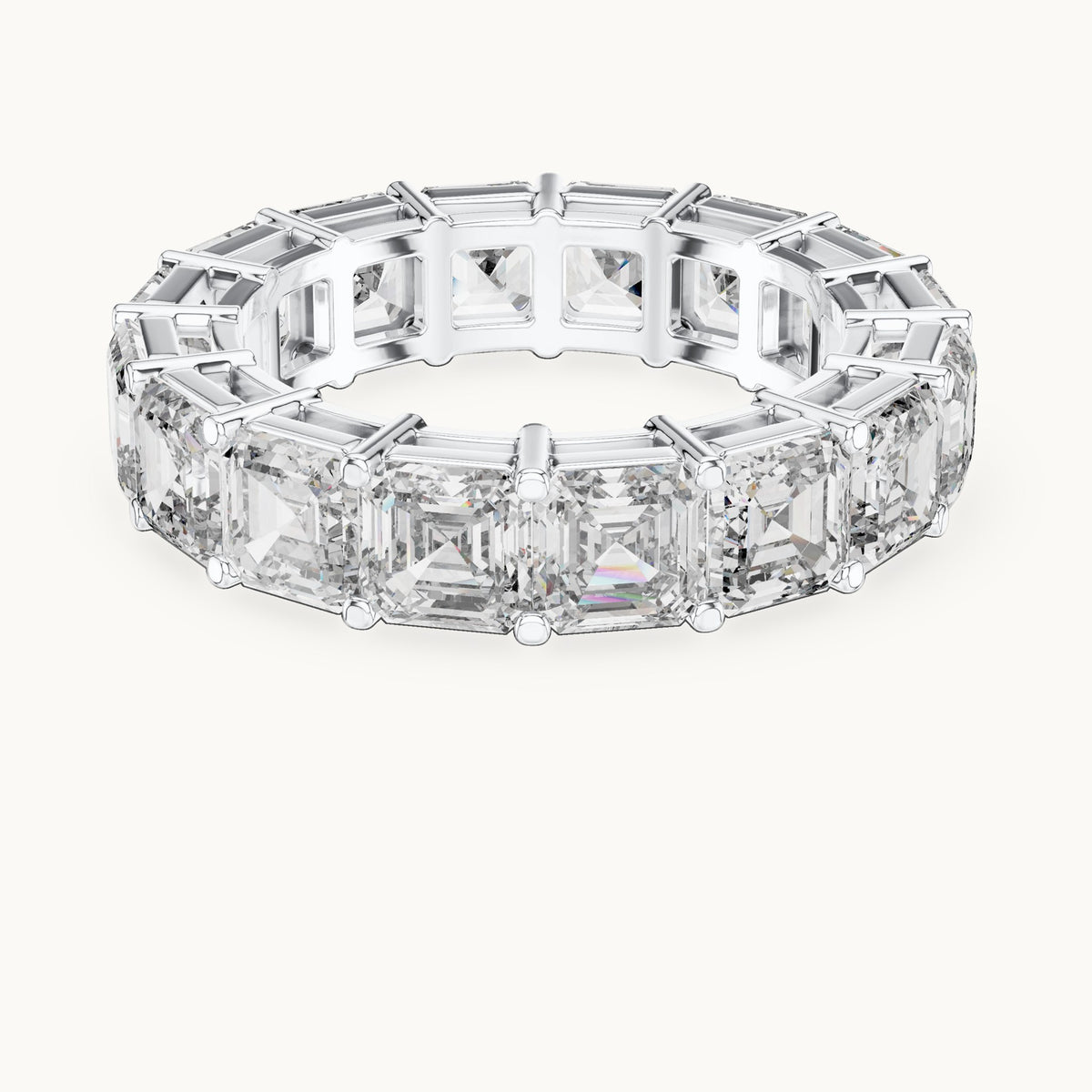 Square emerald-cut lab-grown diamond full eternity band in white gold, 8.00 CT TW, view 4