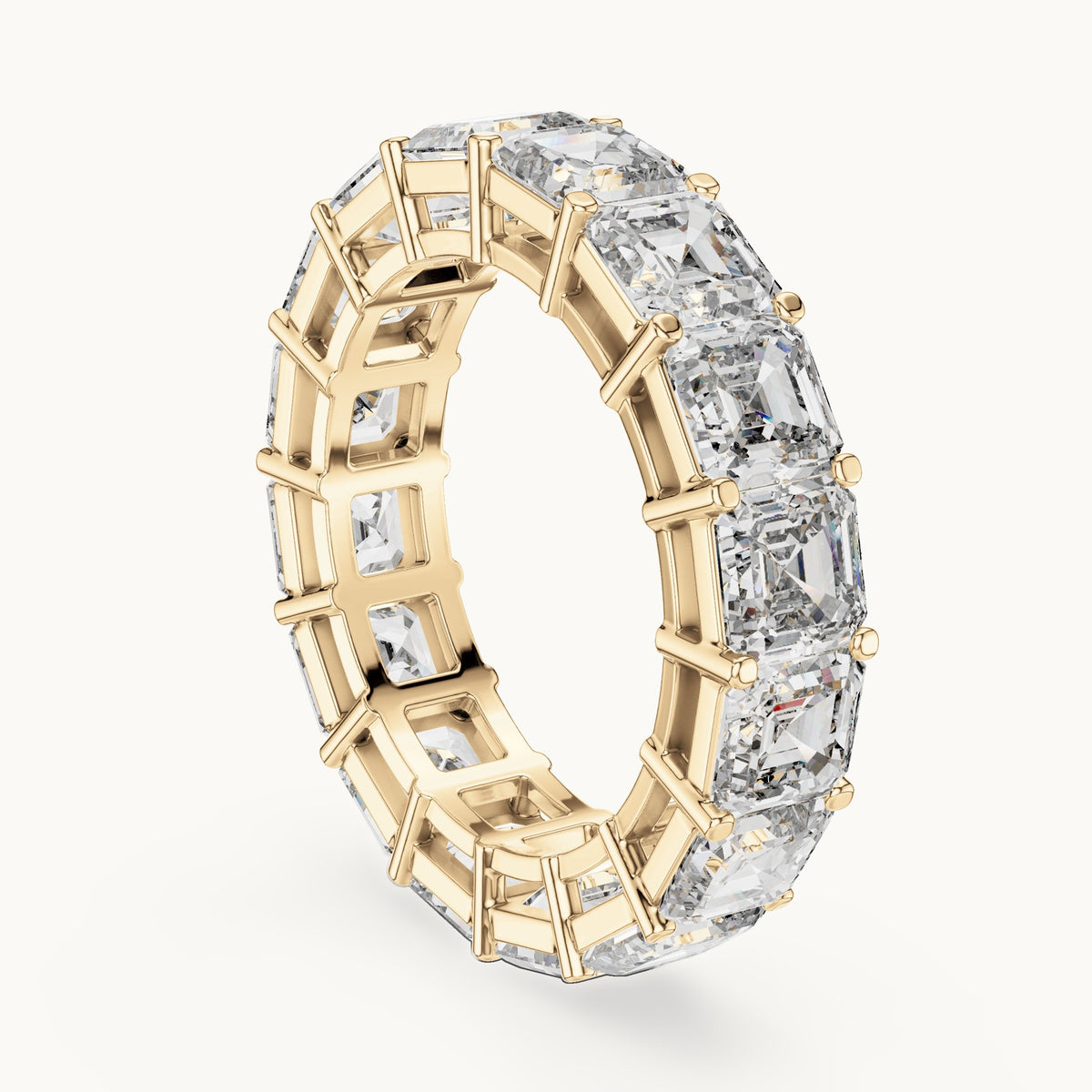 Square emerald-cut lab-grown diamond full eternity band in yellow gold, 8.00 CT TW, view 1