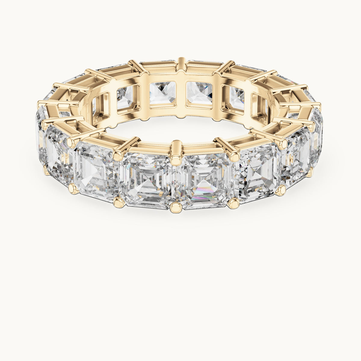 Square emerald-cut lab-grown diamond full eternity band in yellow gold, 8.00 CT TW, view 4