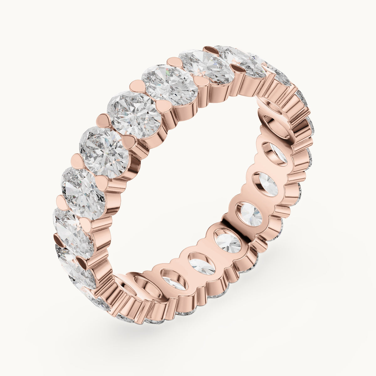 Oval lab-grown diamond full eternity band in rose gold, 3.76 CT TW, view 2