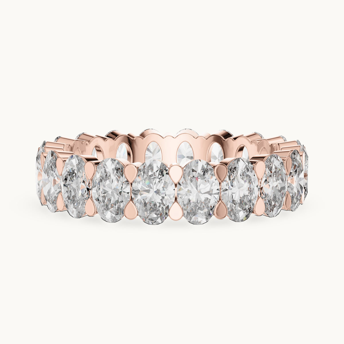 Oval lab-grown diamond full eternity band in rose gold, 3.76 CT TW, view 3