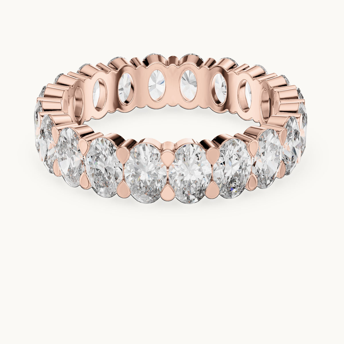 Oval lab-grown diamond full eternity band in rose gold, 3.76 CT TW, view 4