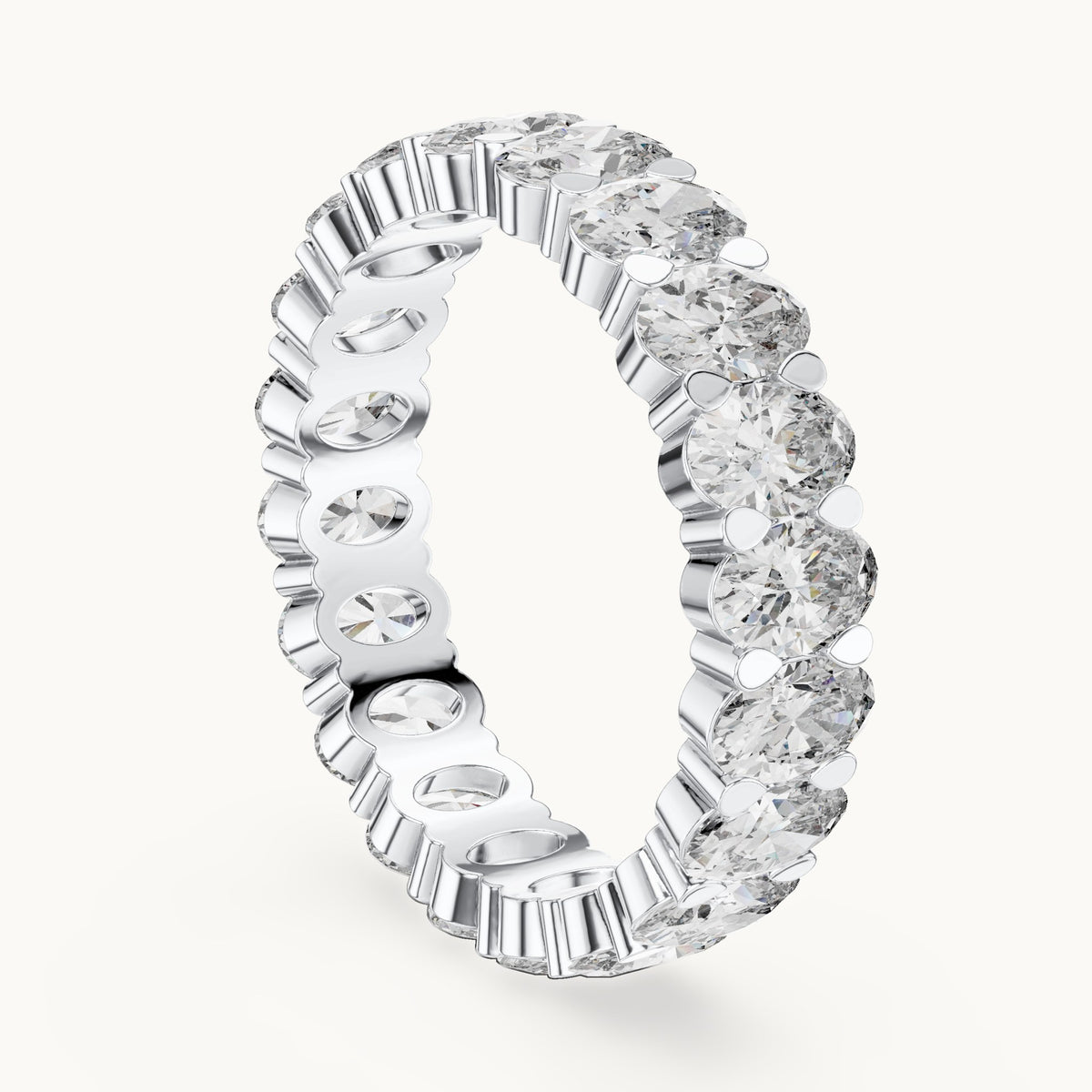 Oval lab-grown diamond full eternity band in white gold, 3.76 CT TW, view 1