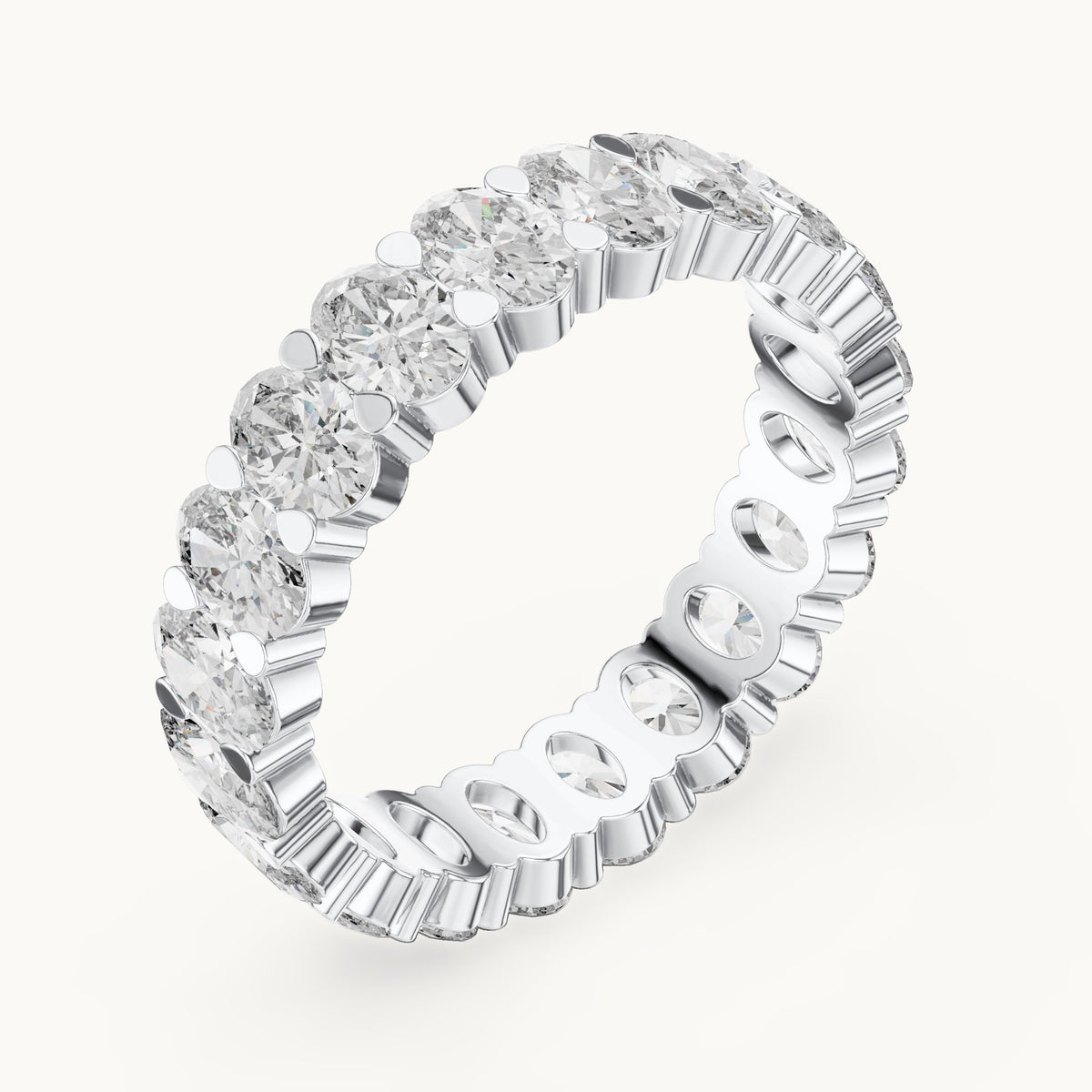 Oval lab-grown diamond full eternity band in white gold, 3.76 CT TW, view 2