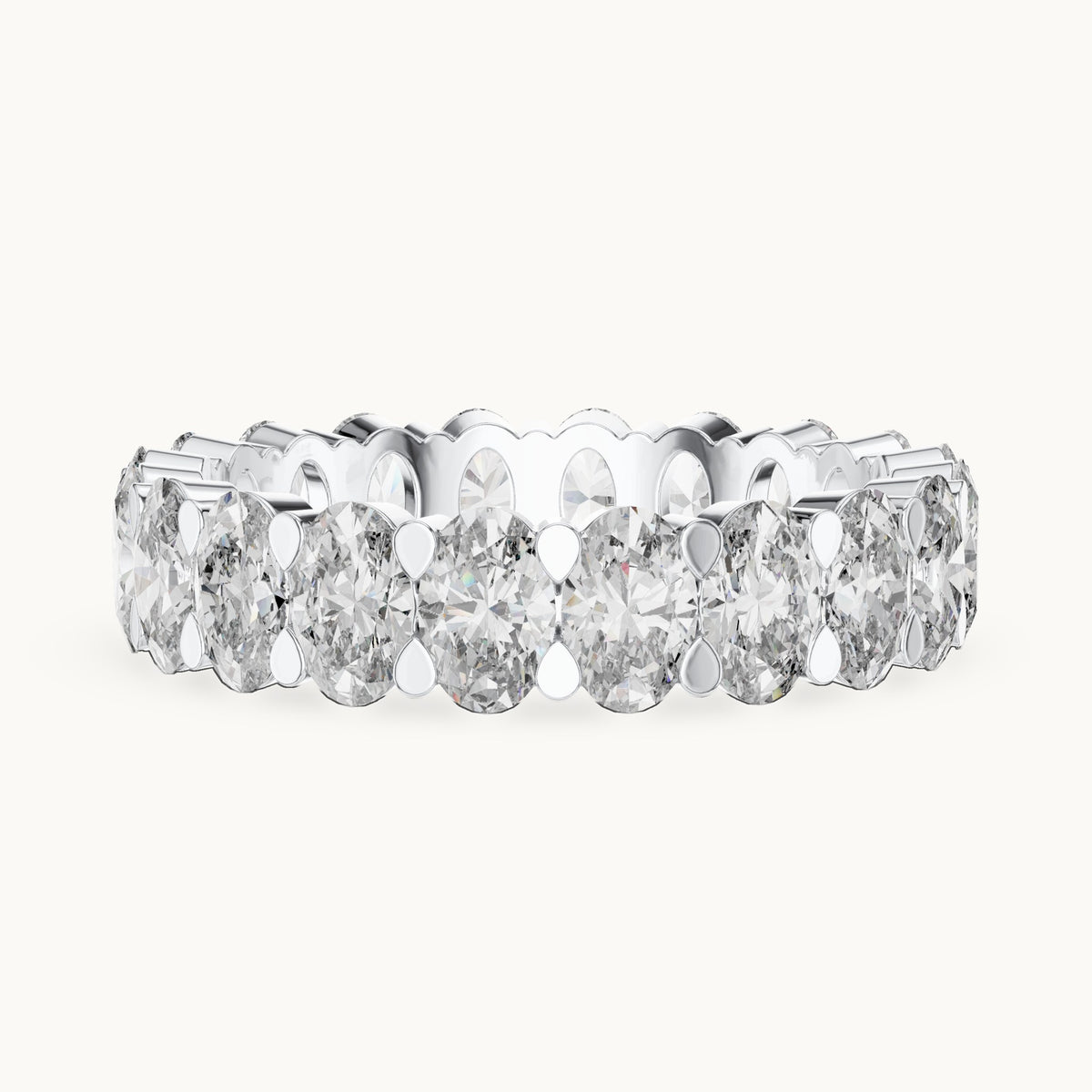 Oval lab-grown diamond full eternity band in white gold, 3.76 CT TW, view 3