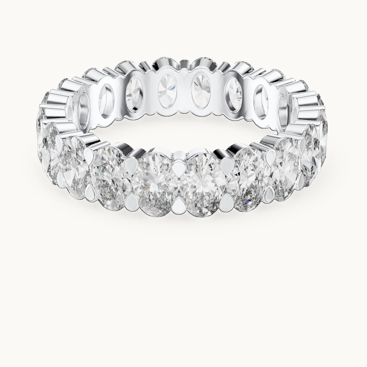 Oval lab-grown diamond full eternity band in white gold, 3.76 CT TW, view 4