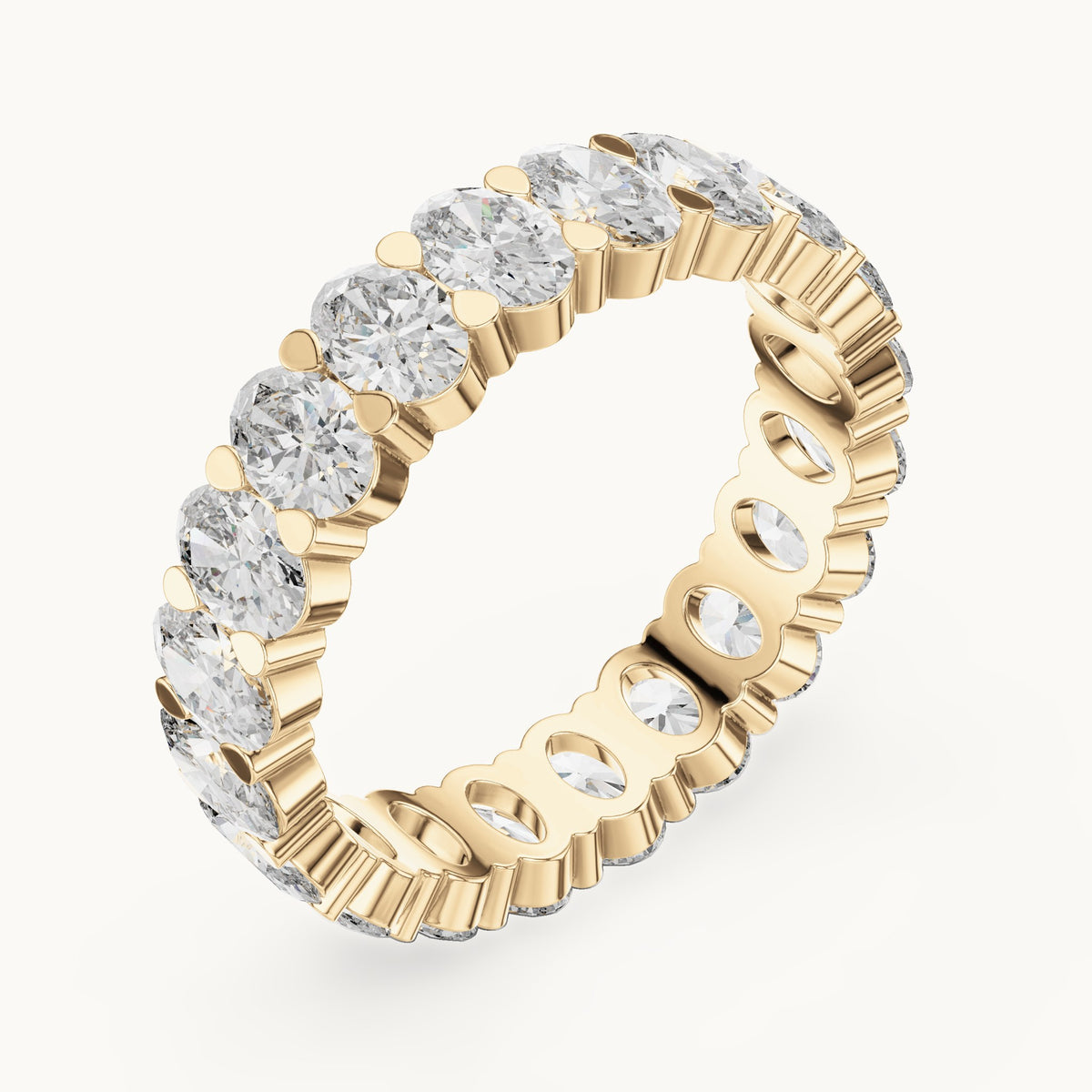 Oval lab-grown diamond full eternity band in yellow gold, 3.76 CT TW, view 2