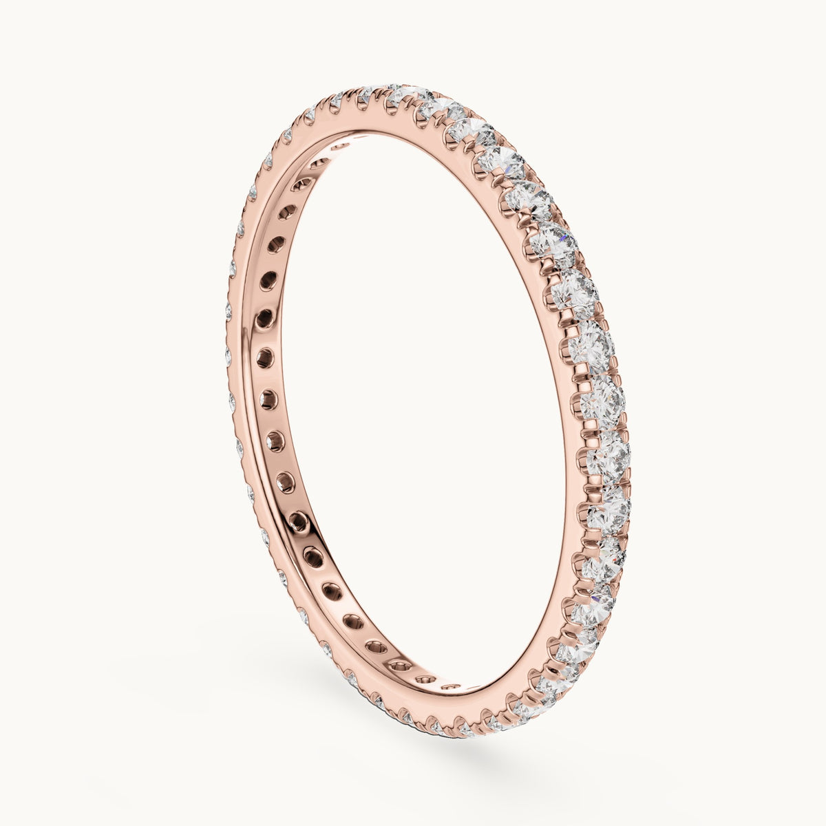 Round lab-grown diamond half eternity band in rose gold, 0.468 CT TW, view 1