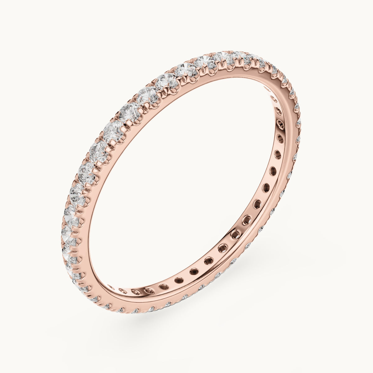 Round lab-grown diamond half eternity band in rose gold, 0.468 CT TW, view 2
