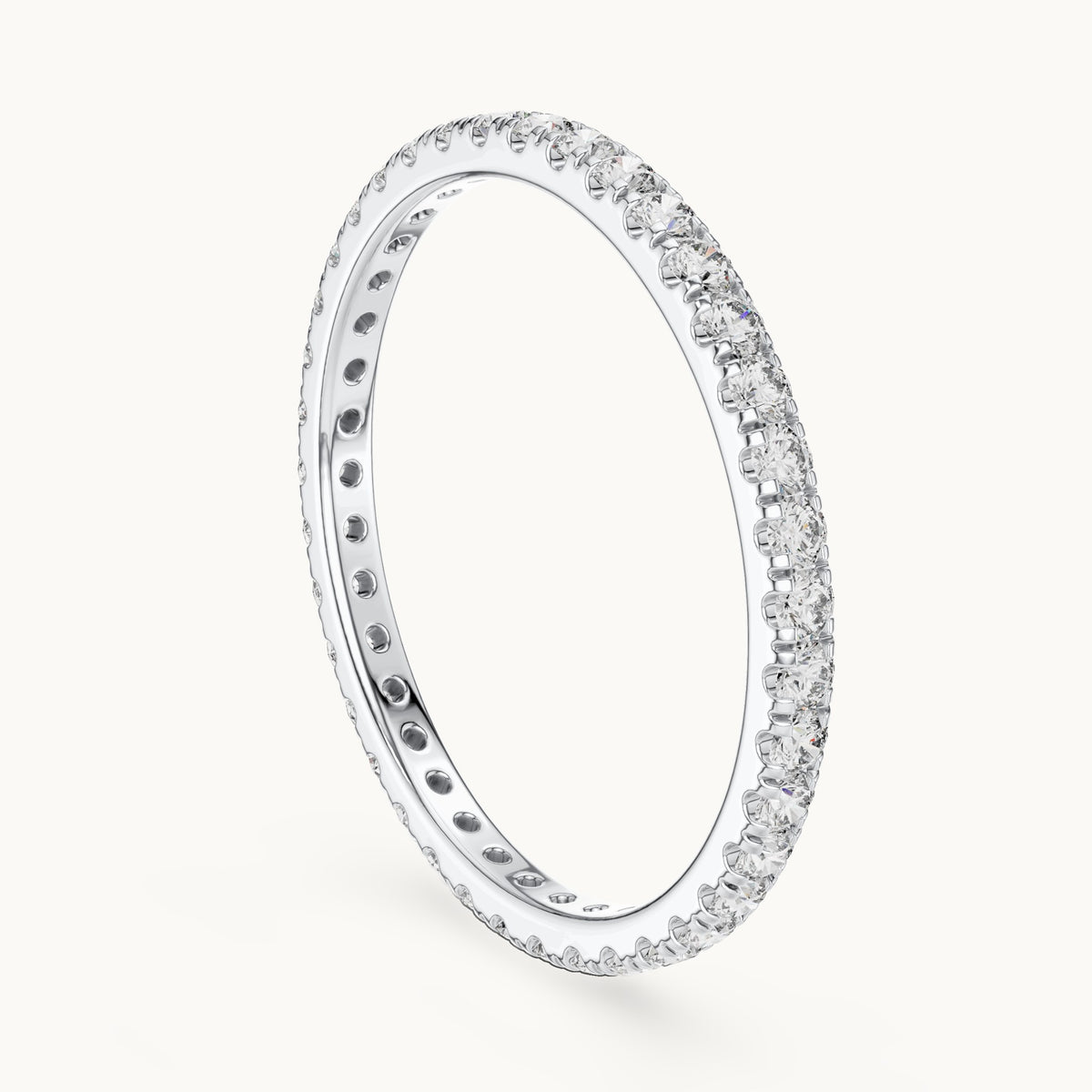 Round lab-grown diamond half eternity band in white gold, 0.468 CT TW, view 1