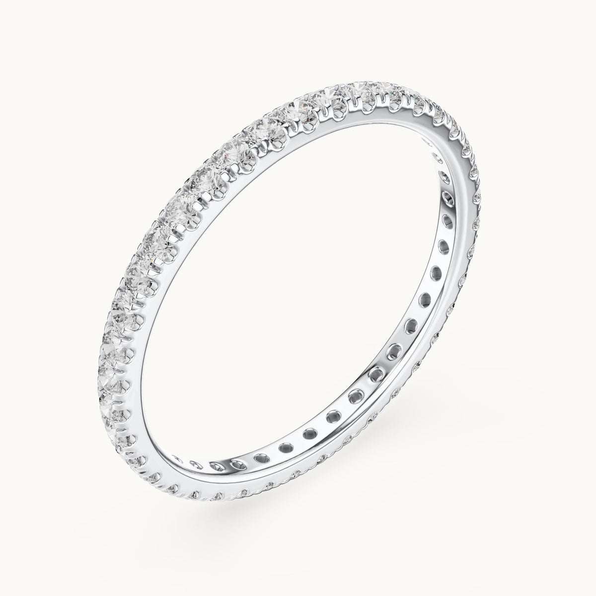 Round lab-grown diamond half eternity band in white gold, 0.468 CT TW, view 2