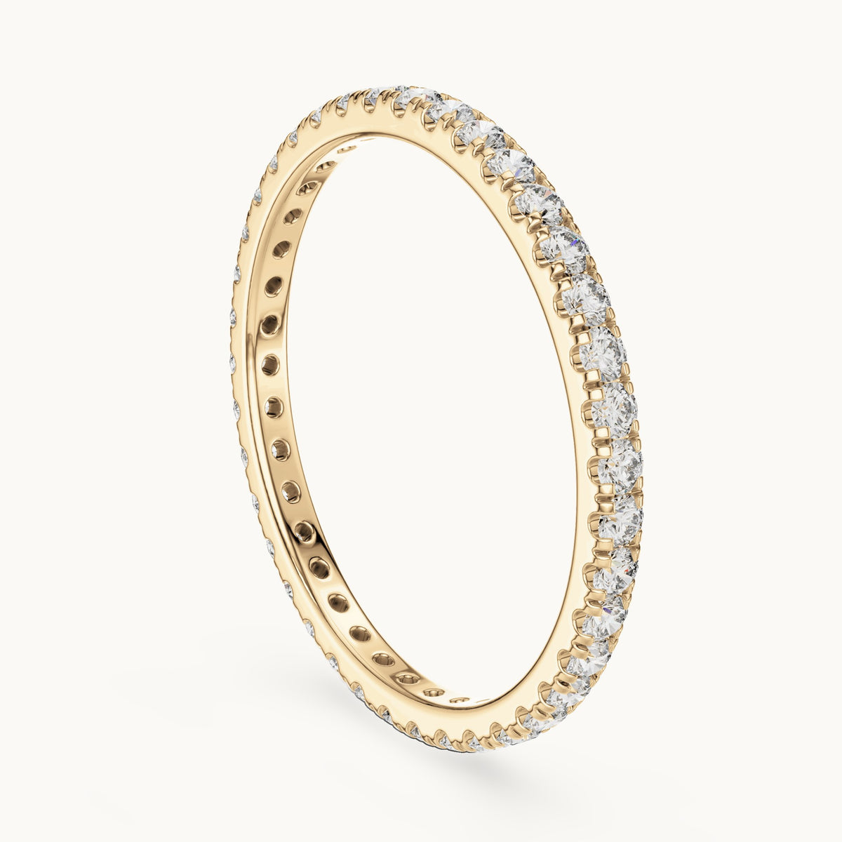 Round lab-grown diamond half eternity band in yellow gold, 0.468 CT TW, view 1
