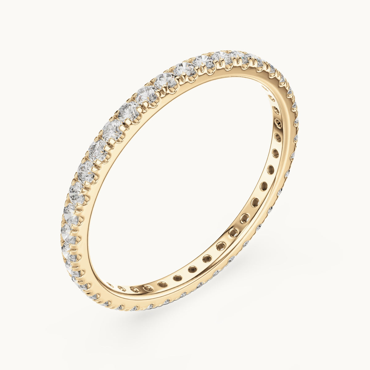 Round lab-grown diamond half eternity band in yellow gold, 0.468 CT TW, view 2