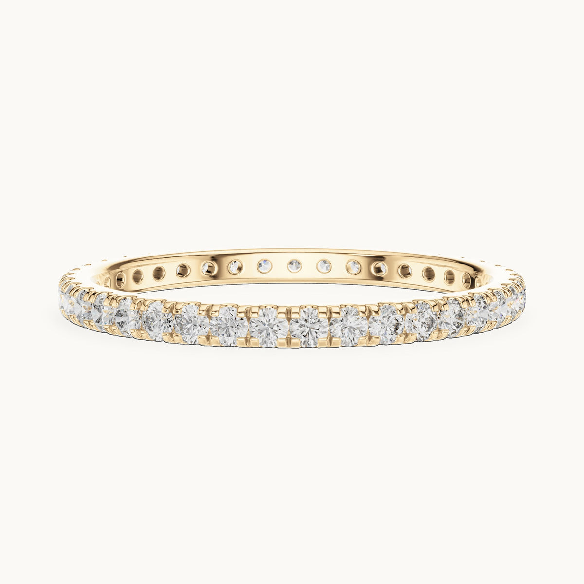 Round lab-grown diamond half eternity band in yellow gold, 0.468 CT TW, view 3