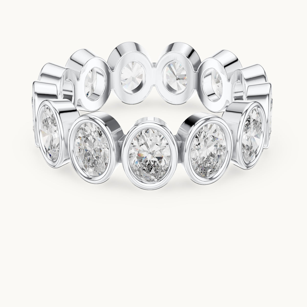 Oval lab-grown diamond bezel-set full eternity band in white gold, 2.99 CT TW, view 4