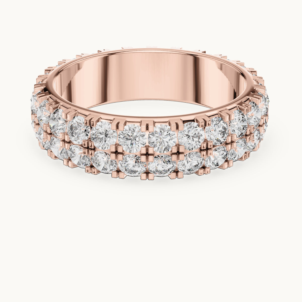 Round lab-grown diamond two-row full eternity band in rose gold, 2.60 CT TW, view 4