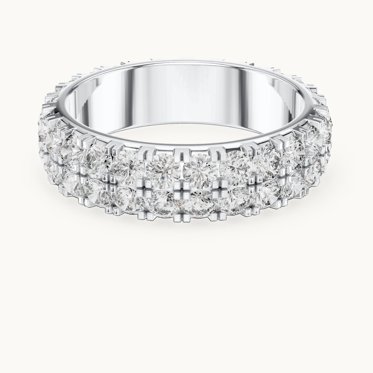 Round lab-grown diamond two-row full eternity band in white gold, 2.60 CT TW, view 4