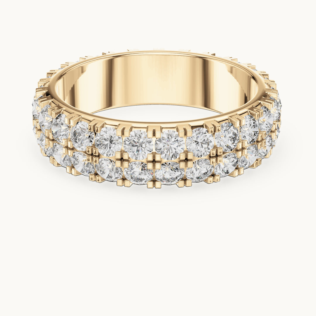 Round lab-grown diamond two-row full eternity band in yellow gold, 2.60 CT TW, view 4