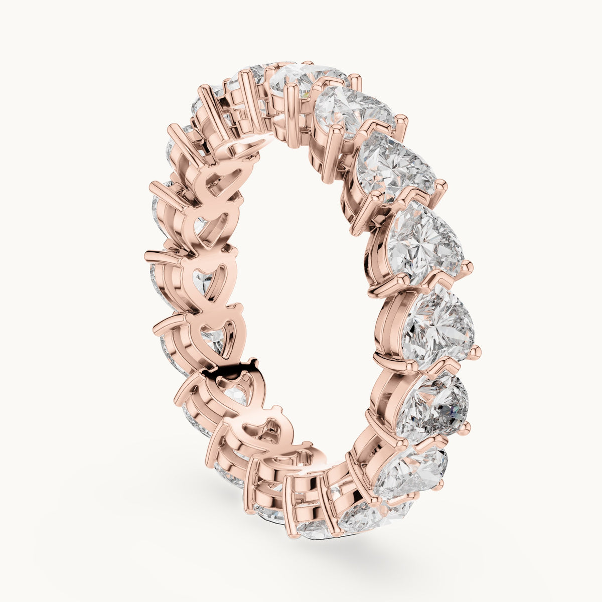 Heart lab-grown diamond full eternity band in rose gold, 4.86 CT TW, view 1