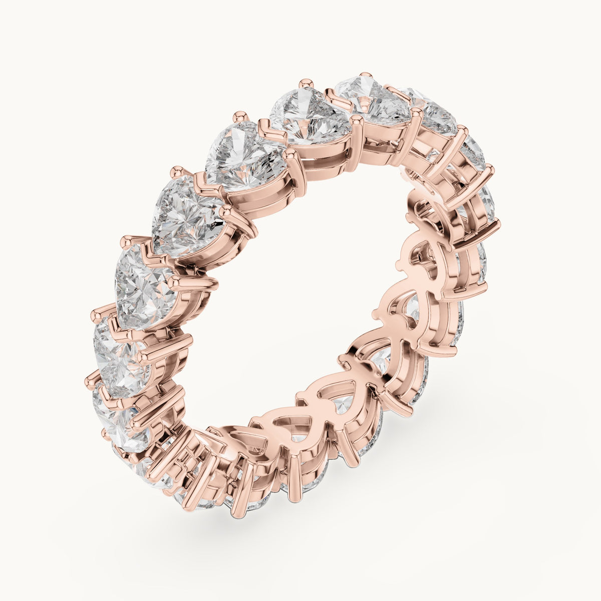 Heart lab-grown diamond full eternity band in rose gold, 4.86 CT TW, view 2