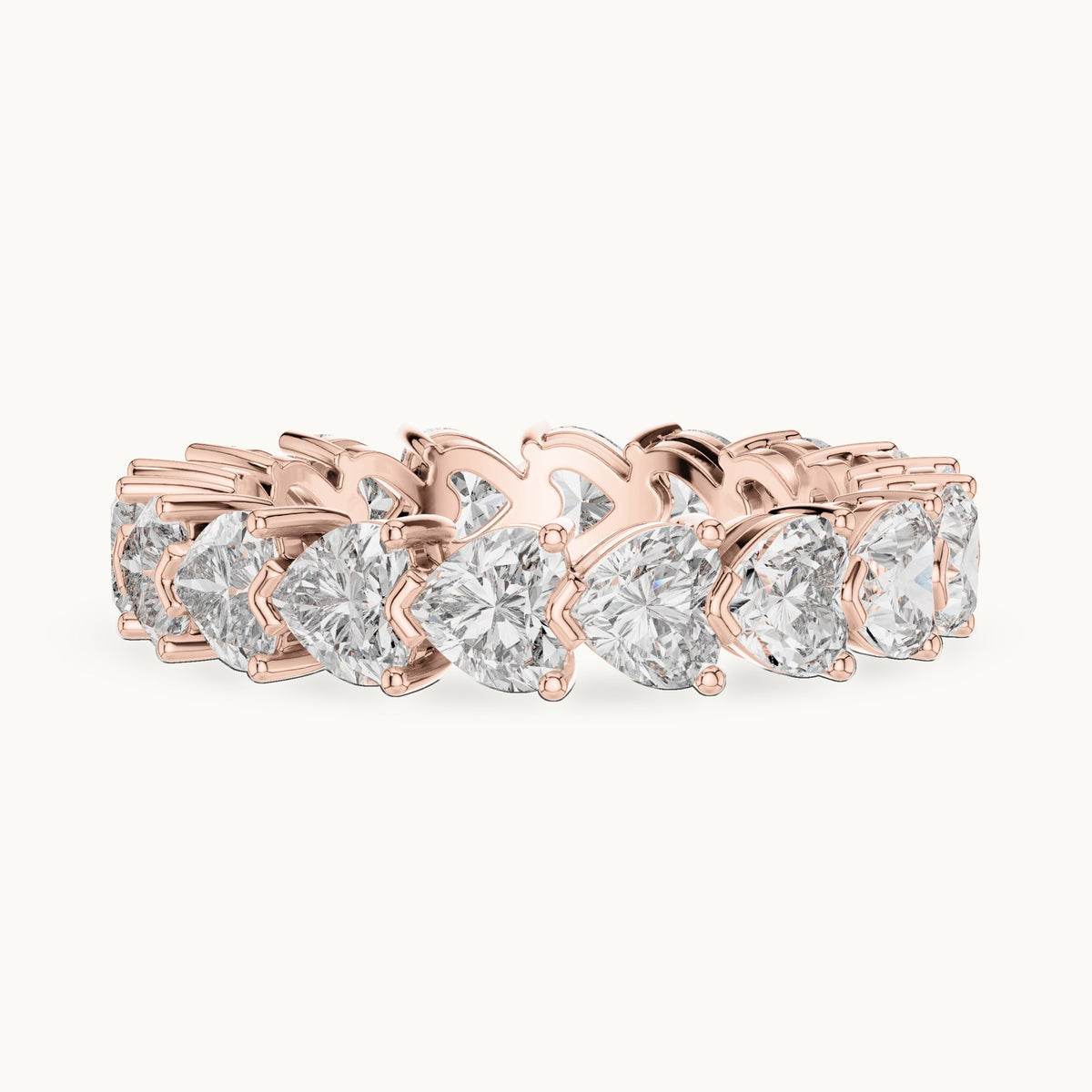 Heart lab-grown diamond full eternity band in rose gold, 4.86 CT TW, view 3