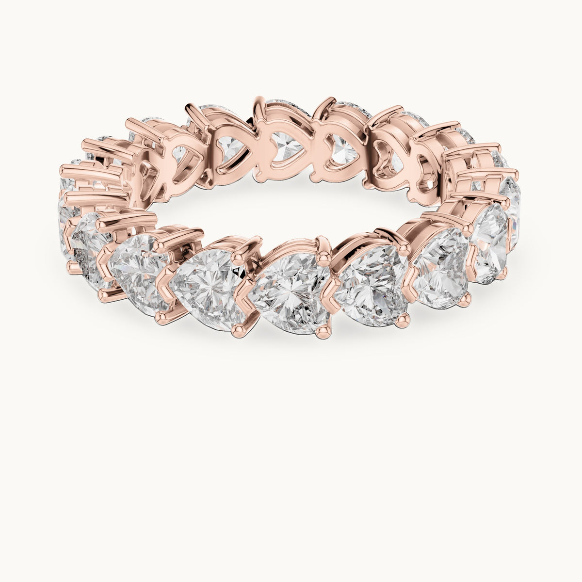 Heart lab-grown diamond full eternity band in rose gold, 4.86 CT TW, view 4