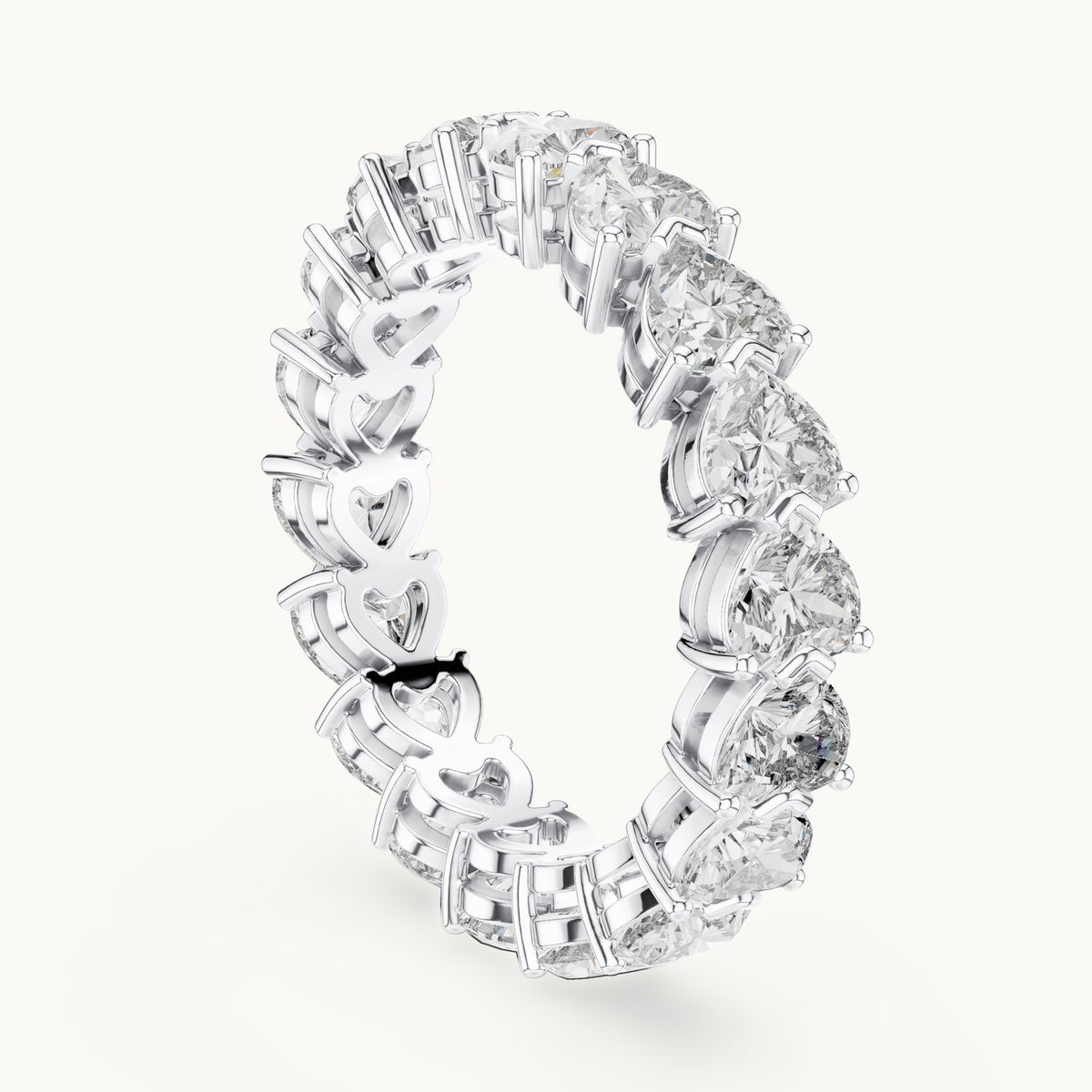 Heart lab-grown diamond full eternity band in white gold, 4.86 CT TW, view 1