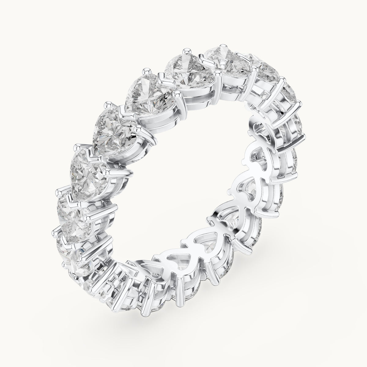 Heart lab-grown diamond full eternity band in white gold, 4.86 CT TW, view 2